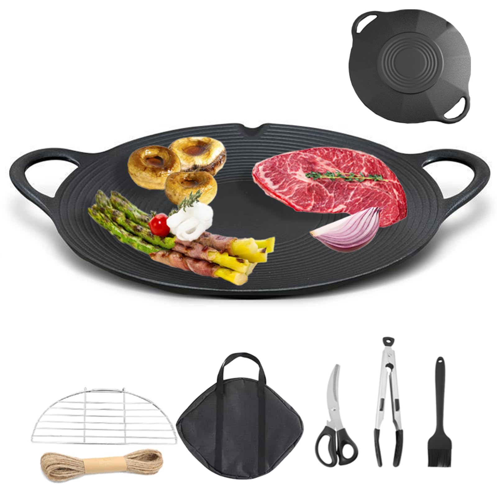  peak 鋳鉄グリルプレート　グリドル　焼肉 Amazon | 焼肉プレート グリドル パン デュアル ハンドル 鋳鉄